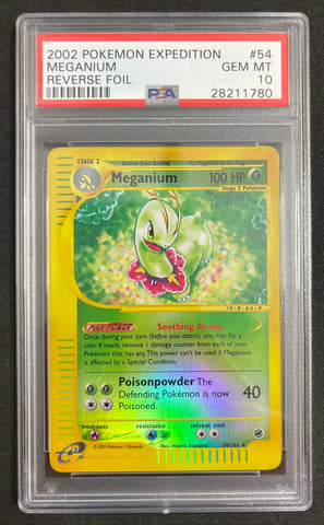 Pokemon Meganium Reverse Holo 🔥POP 27🔥 2002 Expedition 54/165 PSA 10 Pokemon Card