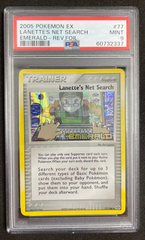 Pokemon Lanette's Net Search Reverse Holo 2005 EX Emerald 77/106 PSA Mint 9 Pokemon Card