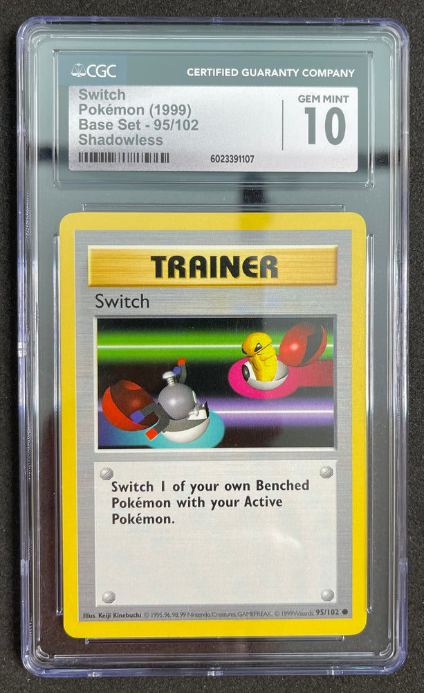 Pokemon Switch Shadowless 1999 Base Set 95/102 CGC Gem Mint 10