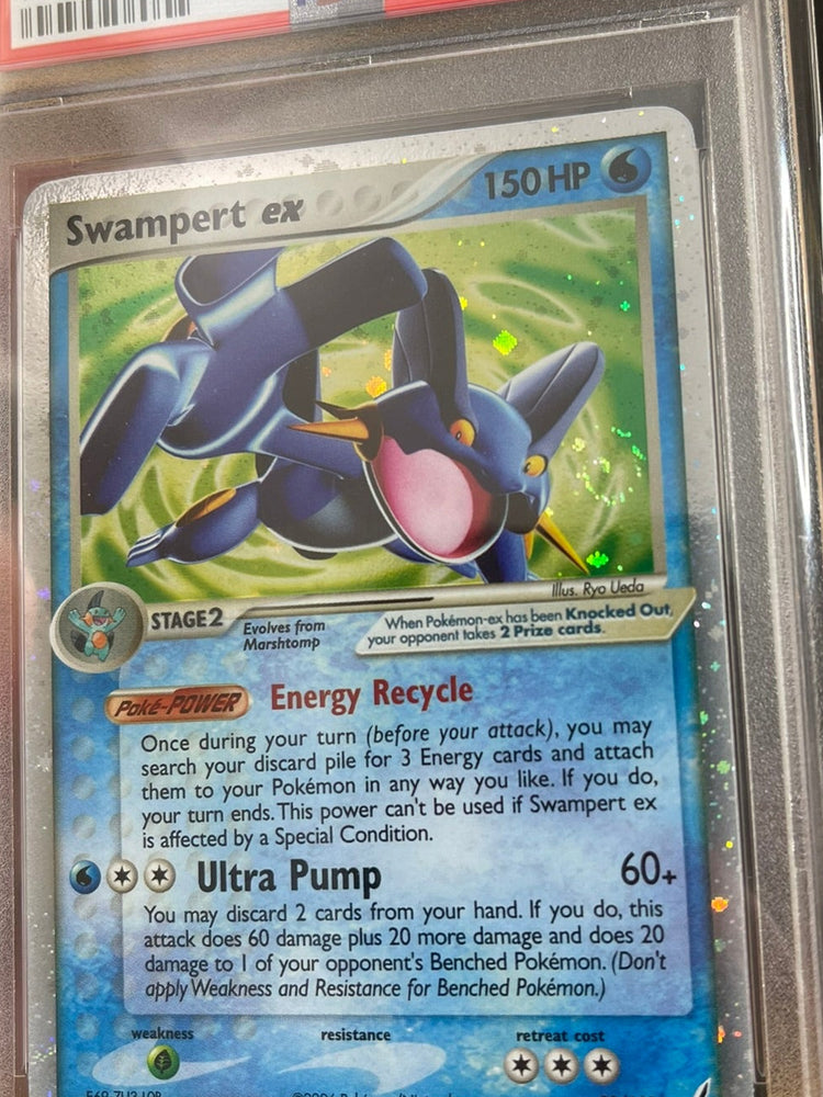 Pokemon Swampert ex SWIRL 🔥POP 74🔥 2006 EX Crystal Guardians 98/100 PSA 10