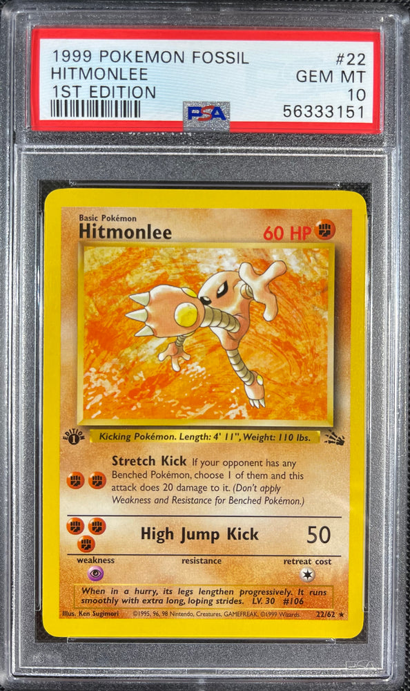 Pokemon Hitmonlee 1st Edition Fossil 22/62 PSA 10