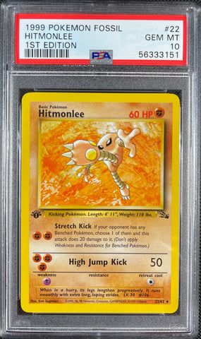 Pokemon Hitmonlee 1st Edition Fossil 22/62 PSA 10