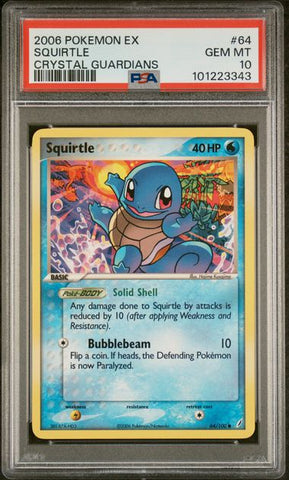 PSA 10 - 2006 EX Crystal Guardians 64/100 Squirtle Pokemon Card
