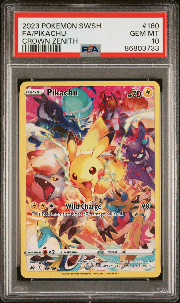 Pokemon Pikachu Sword Shield Crown Zenith 160/159 PSA 10