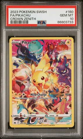 Pokemon Pikachu Sword Shield Crown Zenith 160/159 PSA 10