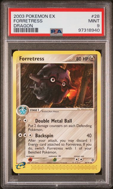 PSA 9 - 2003 EX Dragon Forretress 28/97 Pokemon Card