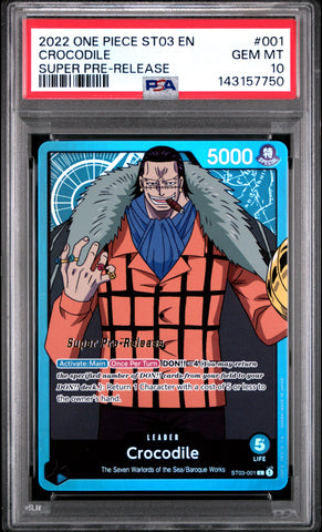 One Piece Crocodile Super Pre-Release 001 PSA 10
