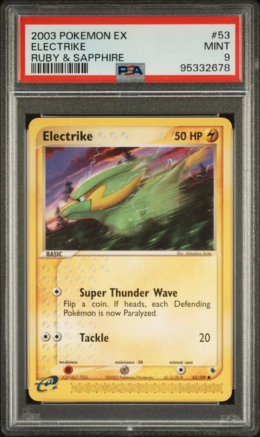 PSA 9 - 2003 Pokemon ex Ruby & Sapphire 53/109 Electrike - POP 6 🔥