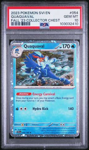 Pokemon Quaquaval Cosmos Holo🔥POP 15🔥 Fall 23 Collector Chest 054 PSA 10