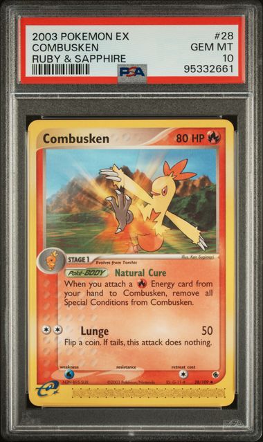 PSA 10 - 2003 Pokemon ex Ruby & Sapphire 28/109 Combusken - POP 9 🔥