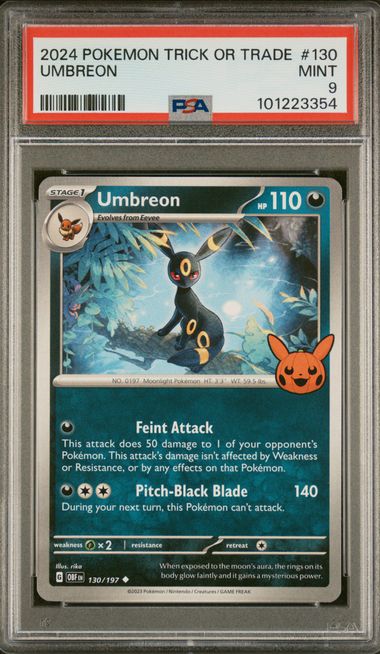 PSA 9 - 2024 Trick or Trade Umbreon 130/197 Halloween Stamped Pokemon Card