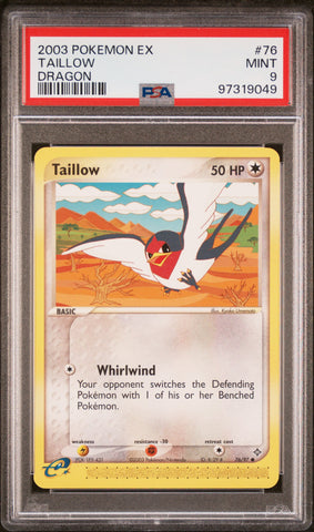 Pokemon Taillow 🔥POP 8🔥 2003 EX Dragon 76/97 PSA Mint 9