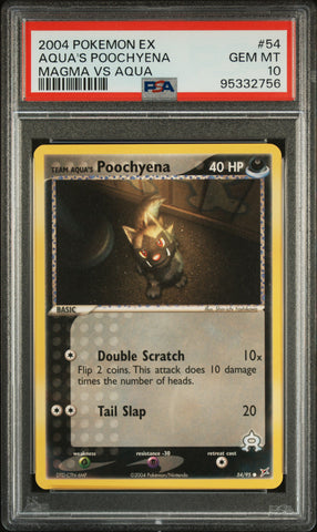 Pokemon Poochyena 🔥POP 14🔥 2004 EX Team Magma vs Team Aqua's 54/95 PSA 10