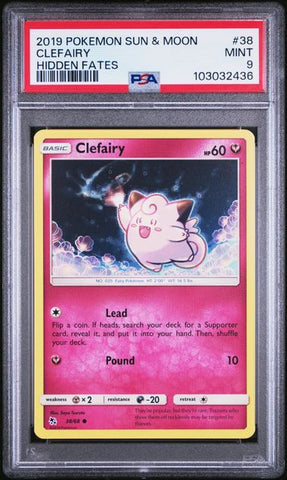 PSA 9 - 2019 Sun & Moon Hidden Fates Clefairy 38/68 Pokemon Card