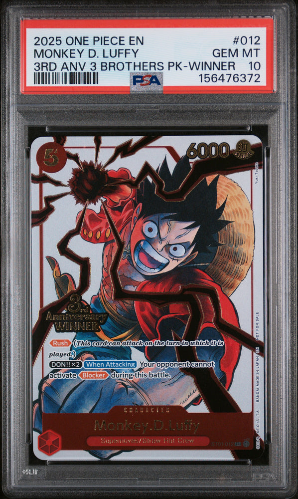 One Piece Monkey D. Luffy Winner 012 PSA 10