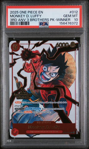 One Piece Monkey D. Luffy Winner 012 PSA 10