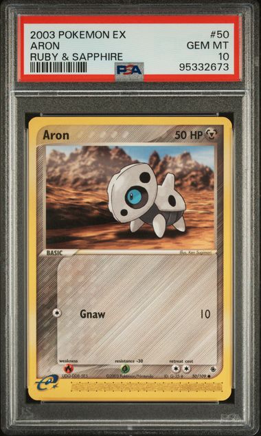 PSA 10 - 2003 Pokemon ex Ruby & Sapphire 50/109 Aron - POP 13 🔥