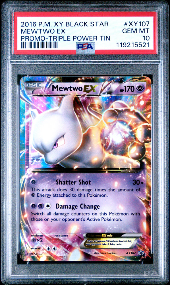Pokemon Mewtwo EX 🔥POP 179🔥 Triple Power Tin Black Star Promo XY107 PSA 10