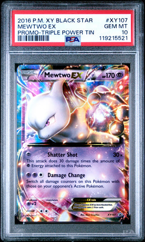 Pokemon Mewtwo EX 🔥POP 179🔥 Triple Power Tin Black Star Promo XY107 PSA 10