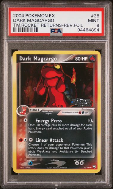 Pokemon Dark Magcargo Reverse Holo 2004 ex Team Rocket Returns 38/109 PSA 9 Pokemon Card