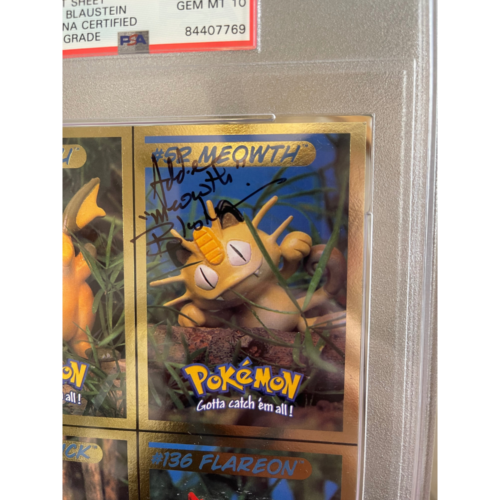 PSA 10 (Auto) - Pokemon Hasbro Uncut Sheet Autographed by Addie Blaustein (Meowth's Voice Actor)