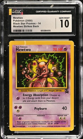CGC 10 - 2000 WOTC Black Star PROMO Mewtwo # 14 Pokemon Card