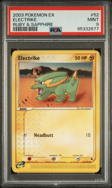 PSA 9 - 2003 Pokemon ex Ruby & Sapphire 52/109 Electrike - POP 4🔥