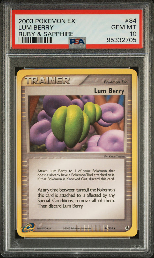 Lum Berry🔥POP 4🔥2003 EX Ruby & Sapphire 84/109 PSA Gem Mint 10