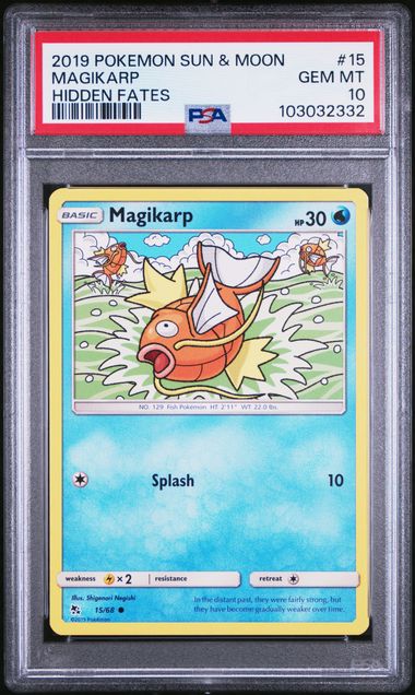 PSA 10 - 2019 Sun & Moon Hidden Fates Magikarp 15/68 Pokemon Card