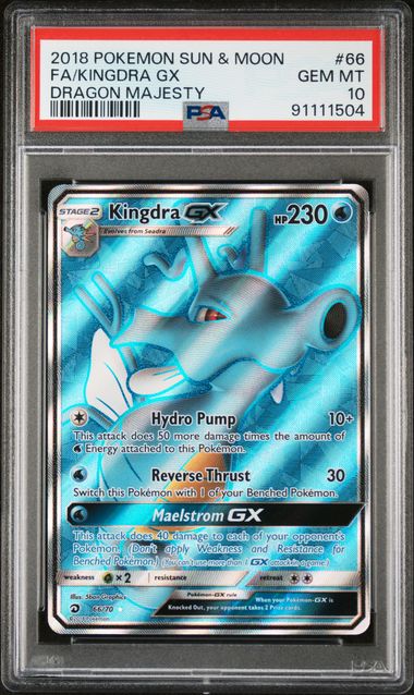 PSA 10 - 2018 Pokemon Sun & Moon Dragon Majesty 66/70 Full Art Kingdra GX