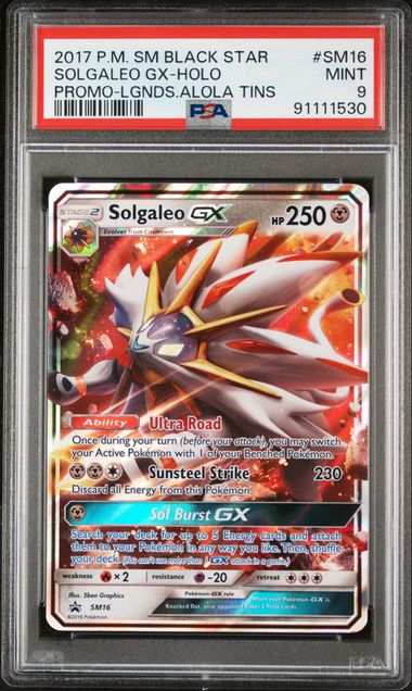 PSA 9 - 2017 Pokemon S&M Black Star Promo SM16 Solgaleo GX HOLO