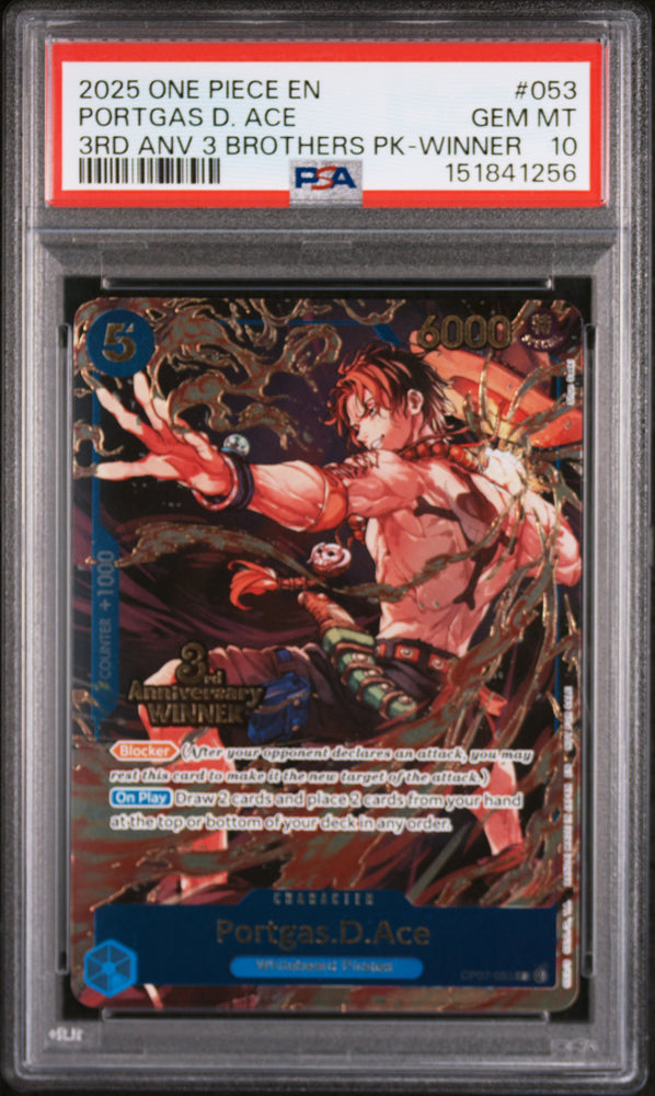 One Piece Portgas D. Ace Winner 053 PSA 10