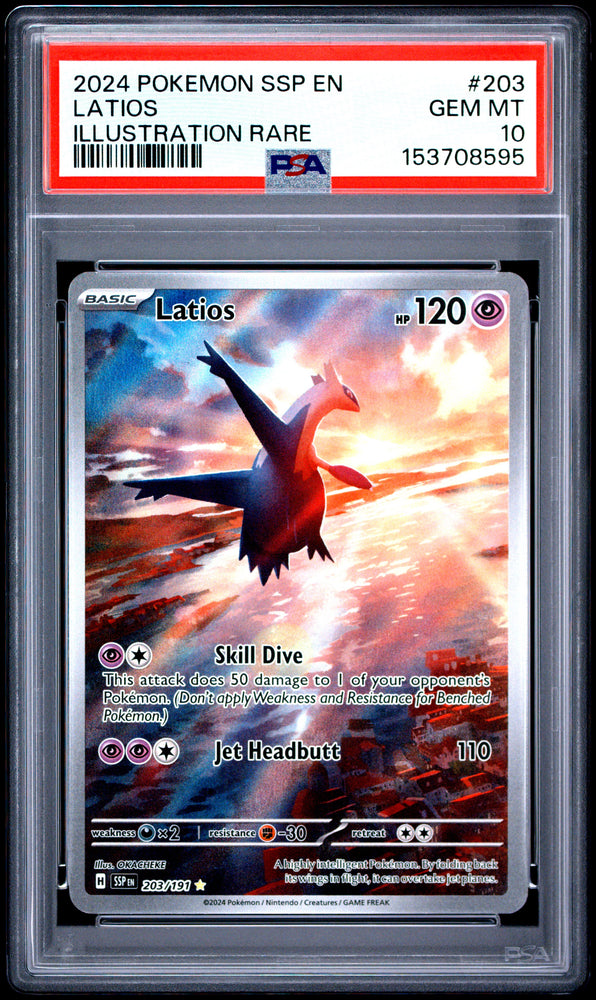 Pokemon Latios Illustration Rare Ssp En Surging Sparks 203/191 PSA 10
