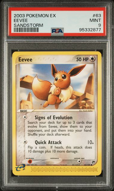 PSA 9 - 2003 EX Sandstorm Eevee 63/100 Pokemon Card