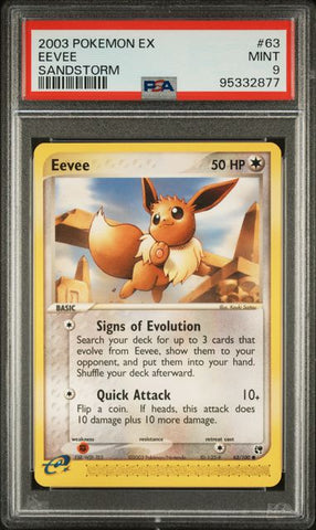 PSA 9 - 2003 EX Sandstorm Eevee 63/100 Pokemon Card