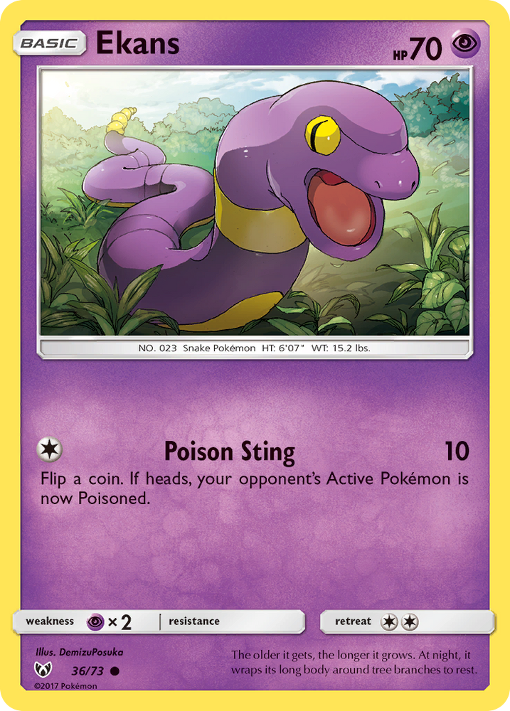 1995 ekans pokemon card Ekans (36/73) [Sun & Moon: Shining Legends]