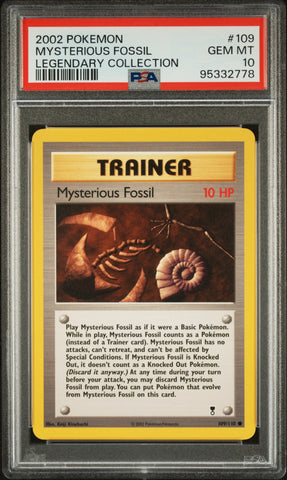 Pokemon Mysterious Fossil 🔥POP 45🔥 2002 Legendary Collection 109/110 PSA 10