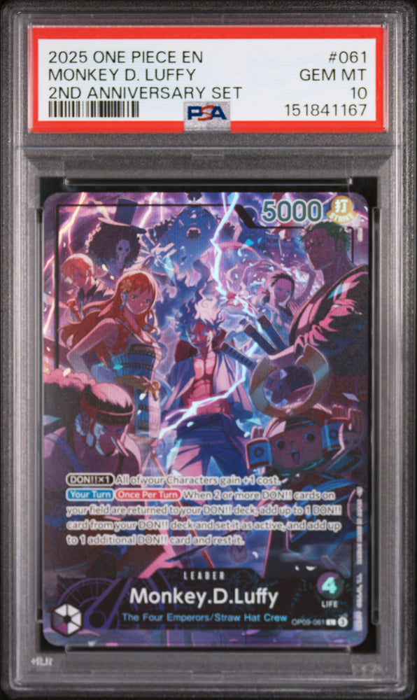 One Piece Monkey D. Luffy One Piece English 2nd Anniversary 061 PSA 10