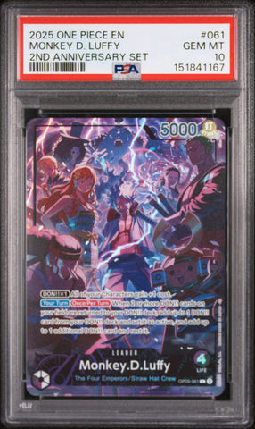 One Piece Monkey D. Luffy One Piece English 2nd Anniversary 061 PSA 10