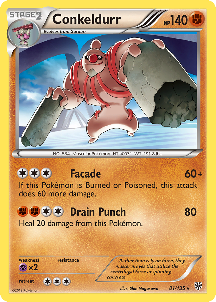 pokemon card conkeldurr V Like new this attack does that much more damage Conkeldurr - 105/167