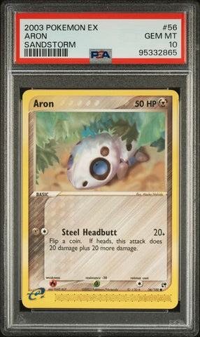 Pokemon Aron 🔥POP 10🔥 2003 EX Sandstorm 56/100 PSA 10 Pokemon Card