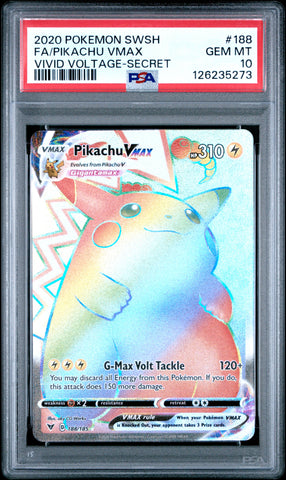 Pokemon Pikachu Vmax Secret Vivid Voltage 188/185 PSA 10