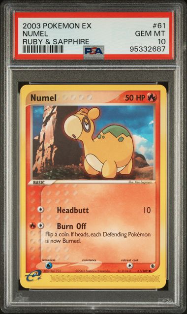 PSA 10 - 2003 Pokemon ex Ruby & Sapphire 61/109 Numel - POP 4 🔥