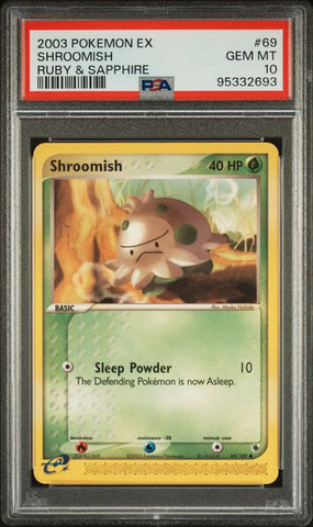 PSA 10 - 2003 Pokemon ex Ruby & Sapphire 69/109 Shroomish - POP 13 🔥