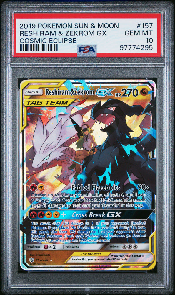 Pokemon Reshiram & Zekrom GX Cosmic Eclipse 157/236 PSA 10