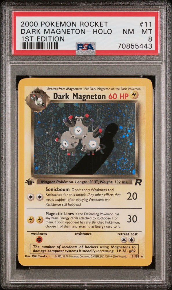Pokemon Dark Magneton Holo 1st Edition Rocket 11 PSA 8