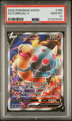 PSA 10 - 2020 Sword & Shield Base Torkoal V 188/202 Full Art Pokemon Card