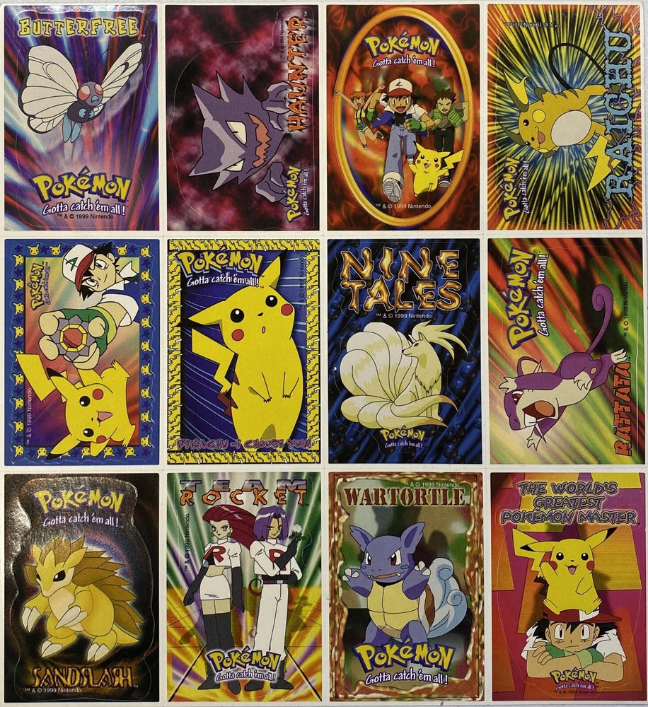1999 Pokmon Vintage Uncut Sheet Sticker Cards (Pikachu, Raichu, Warto 1999 Pokmon Vintage Uncut Sheet Sticker Cards (Pikachu, Raichu, Warto