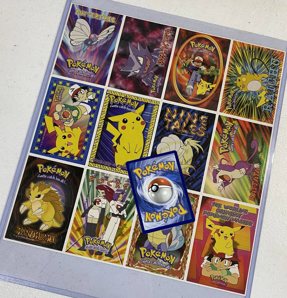 1999 Pokémon Vintage Uncut Sheet Sticker Cards (Pikachu, Raichu, Wartortle)