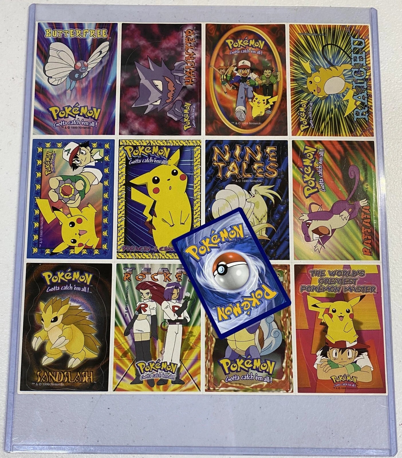1999 Pokémon Vintage Uncut Sheet Sticker Cards (Pikachu, Raichu, Warto